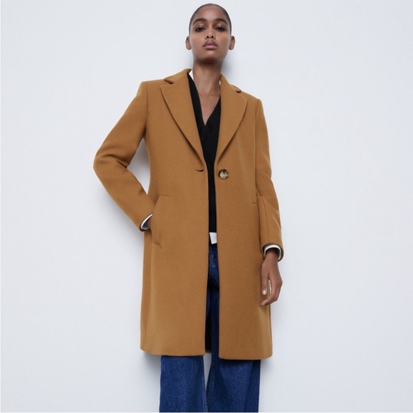 Zara Jackets & Blazers - NWT Zara Wool Blend Single Button Camel Coat